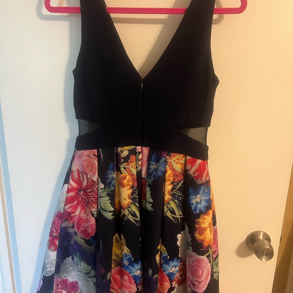 Xscape Navy and Floral Dress Size 8